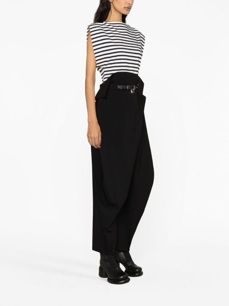 Black Belted Wool Trousers