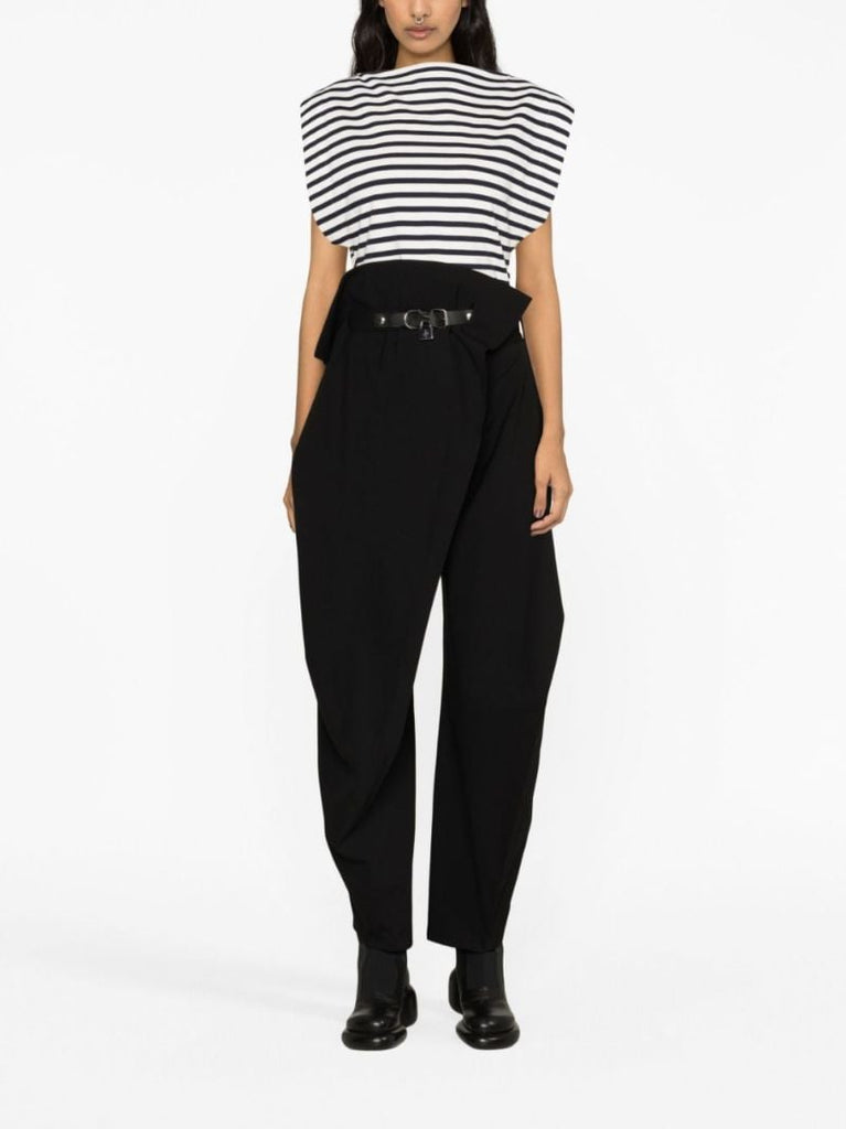 Black Belted Wool Trousers