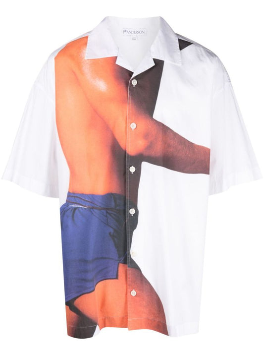 White Printed Short-sleeve Shirt