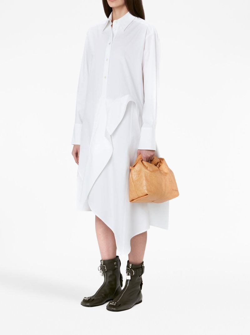 White Asymmetric Cotton Shirt Dress