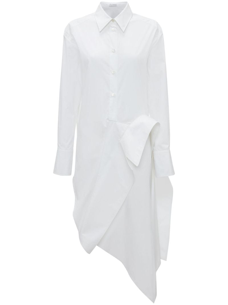 White Asymmetric Cotton Shirt Dress