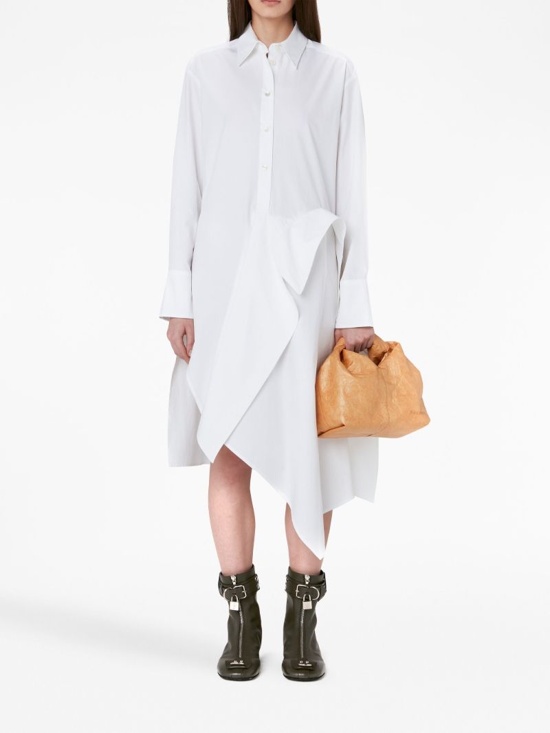 White Asymmetric Cotton Shirt Dress