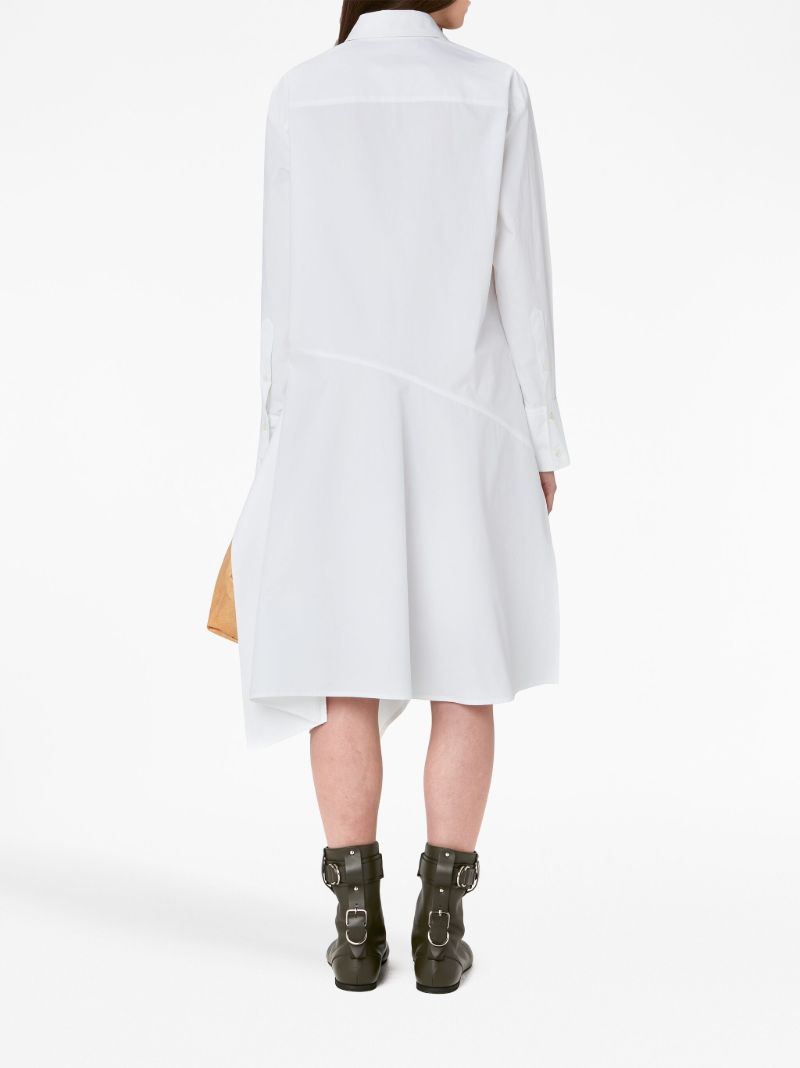 White Asymmetric Cotton Shirt Dress