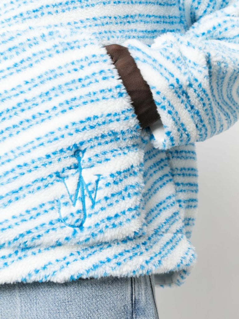 Blue Striped Fleece Hoodie