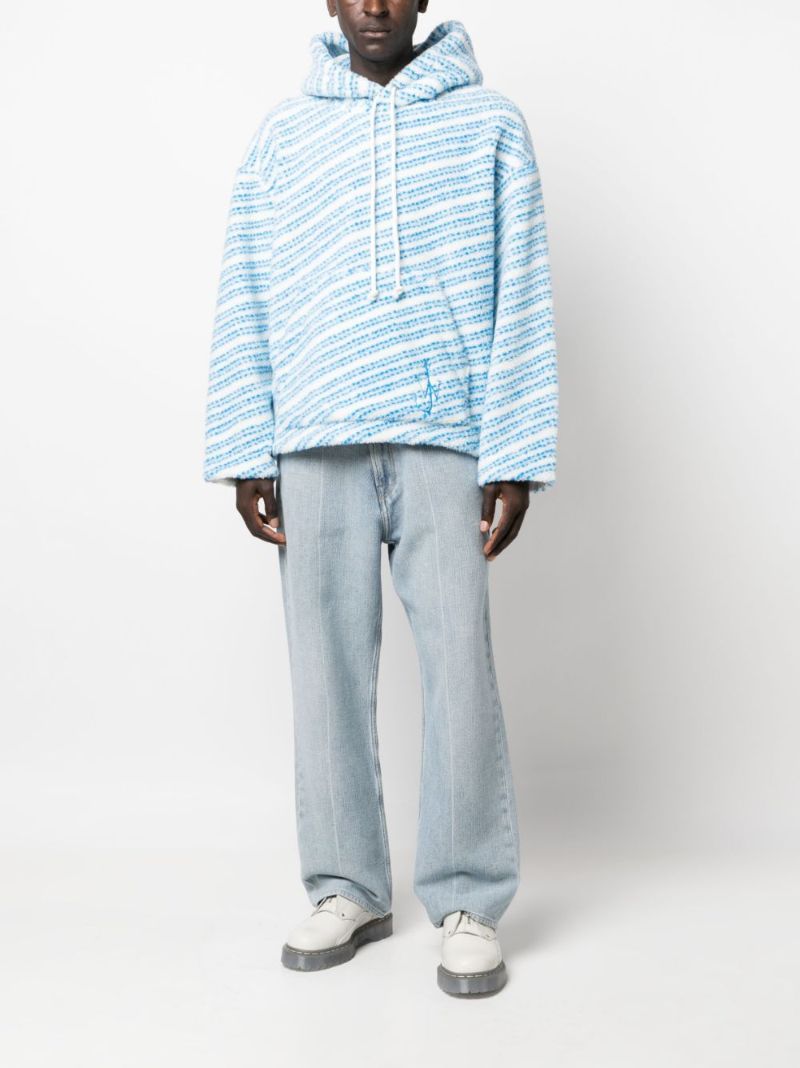 Blue Striped Fleece Hoodie