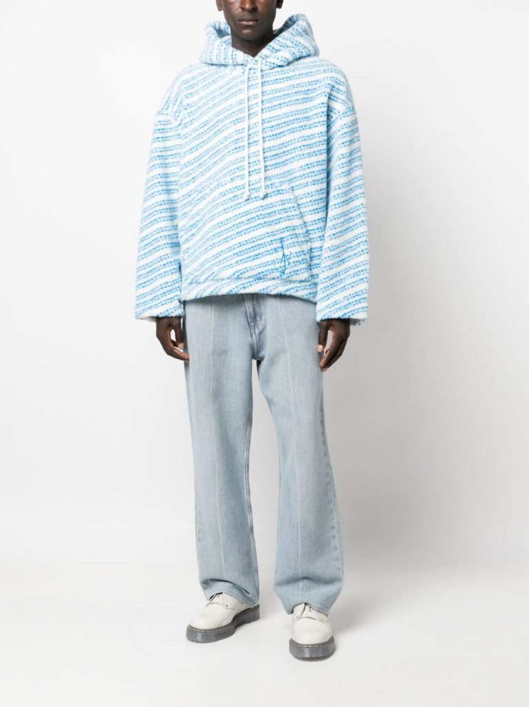 Blue Striped Fleece Hoodie