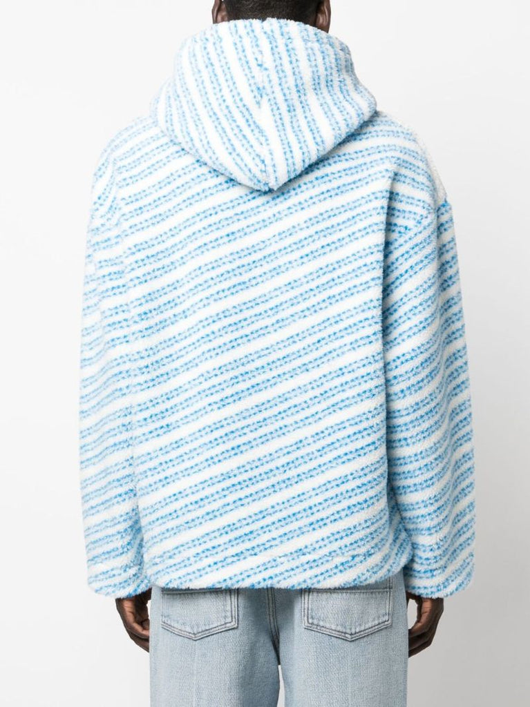 Blue Striped Fleece Hoodie