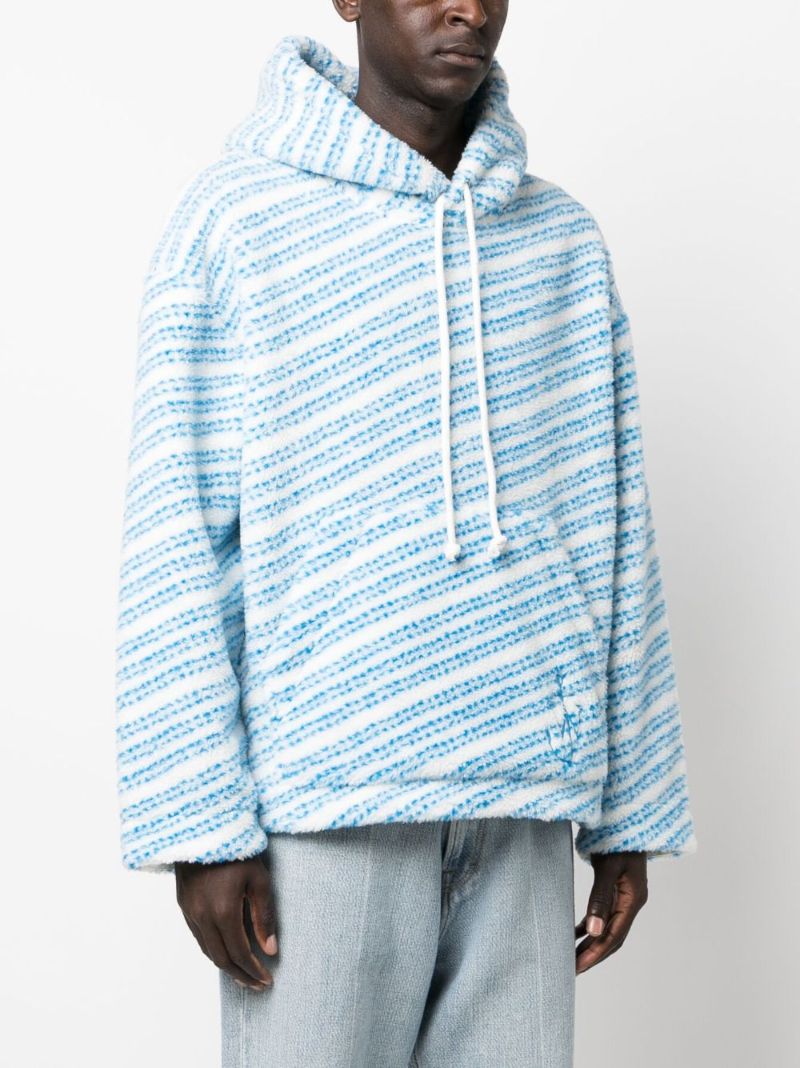 Blue Striped Fleece Hoodie