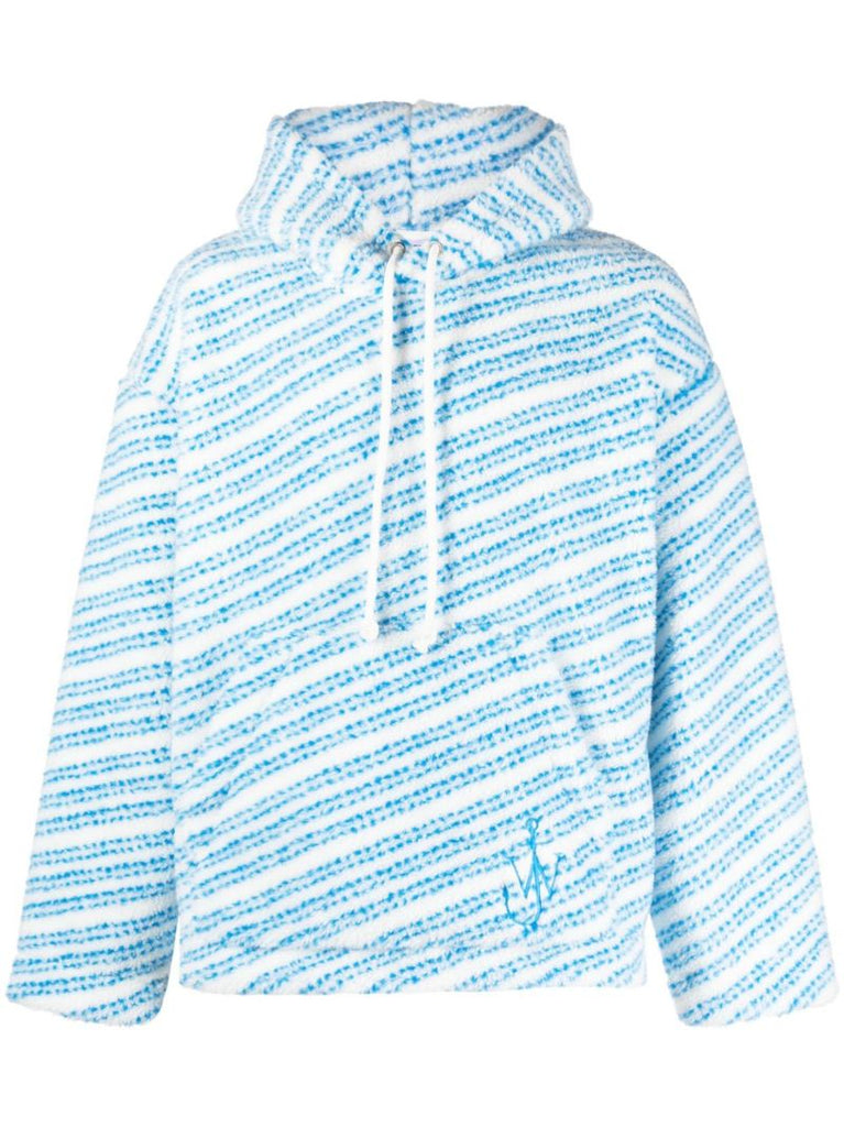 Blue Striped Fleece Hoodie