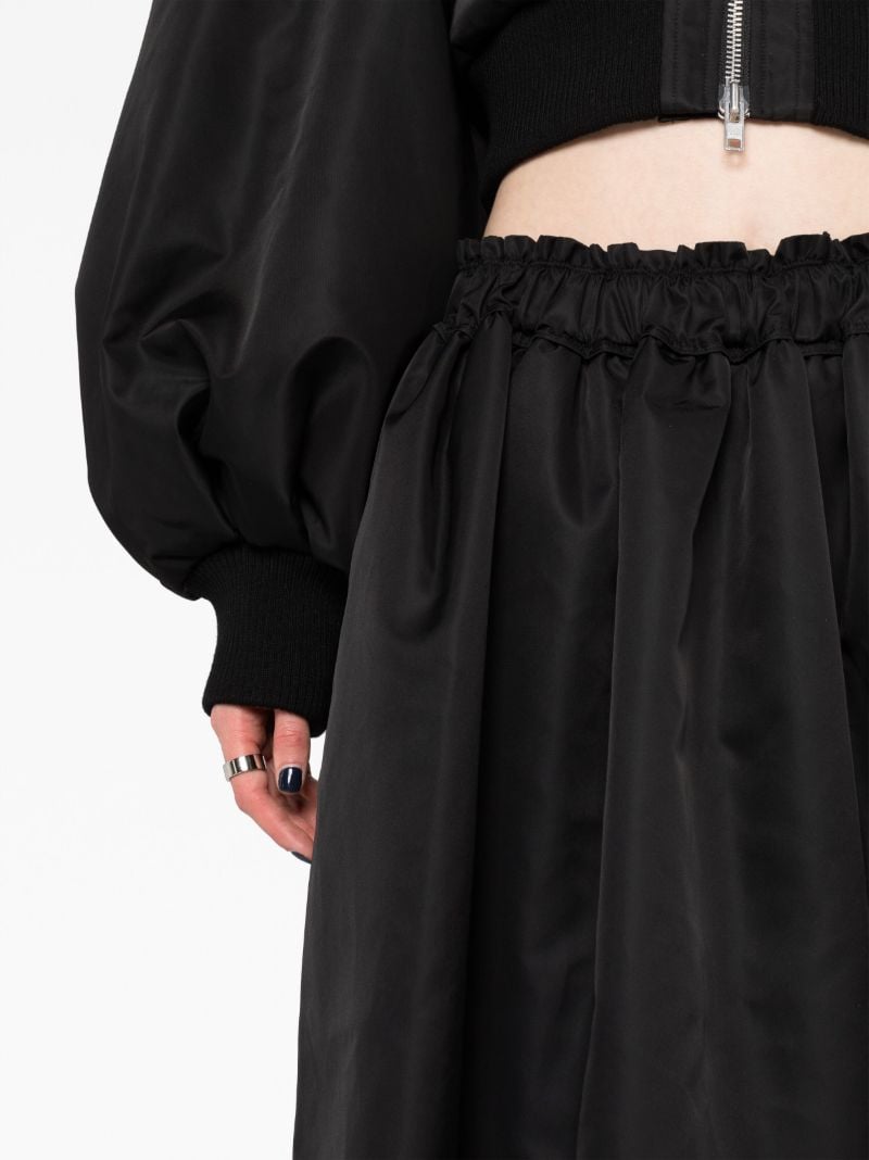 Black Taffeta Flared Midi Skirt