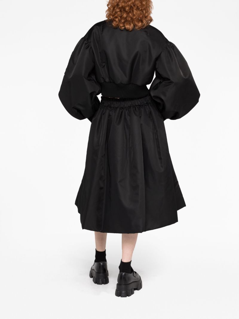 Black Taffeta Flared Midi Skirt