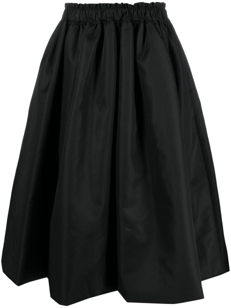 Black Taffeta Flared Midi Skirt