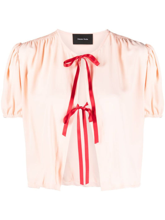 Pink Tie Fastening Blouse