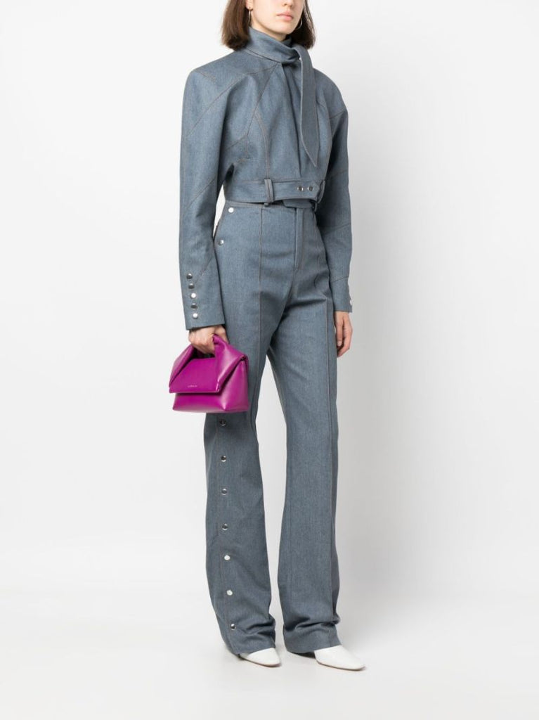 Purple Twister Medium Leather Top Handle Bag