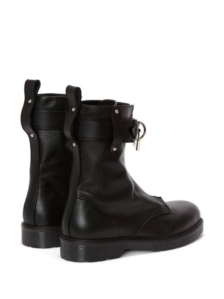 Black Padlock Combat Boots