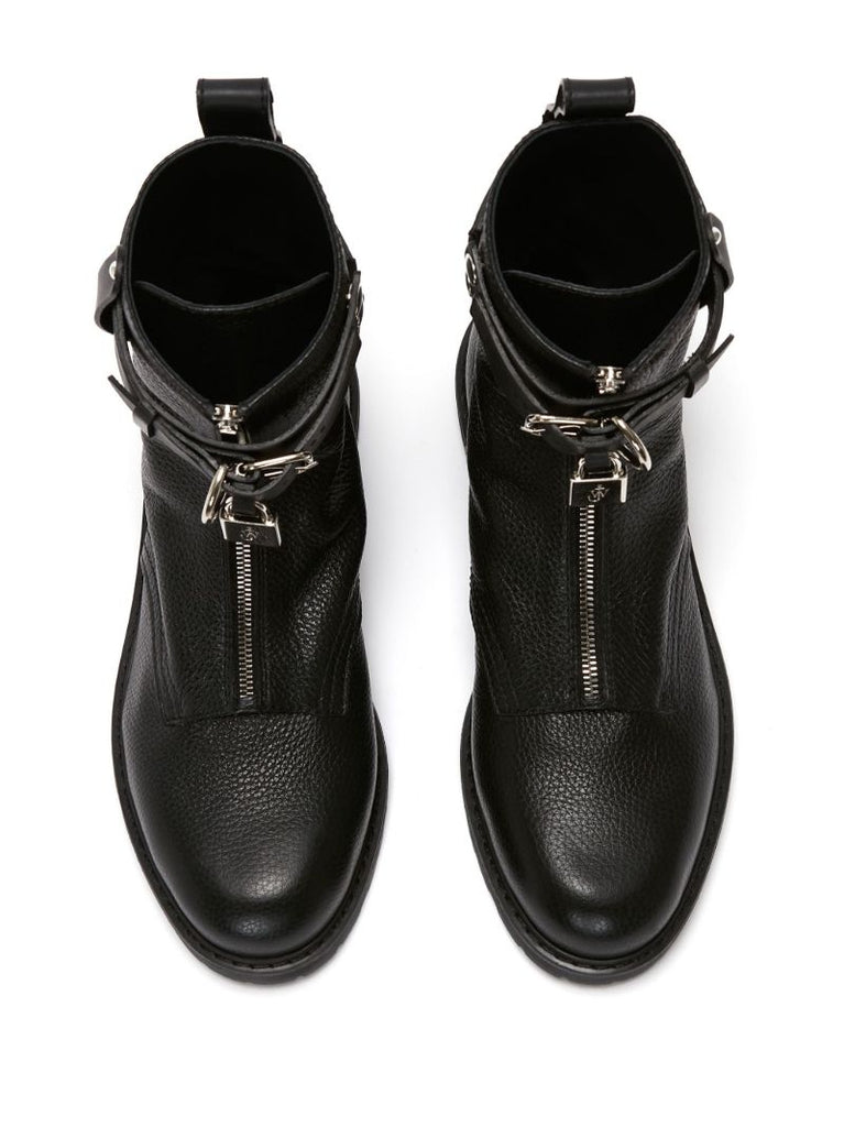 Black Padlock Combat Boots