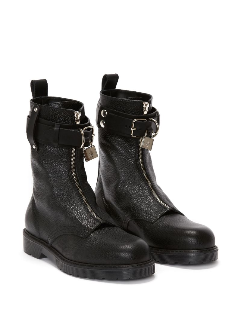 Black Padlock Combat Boots