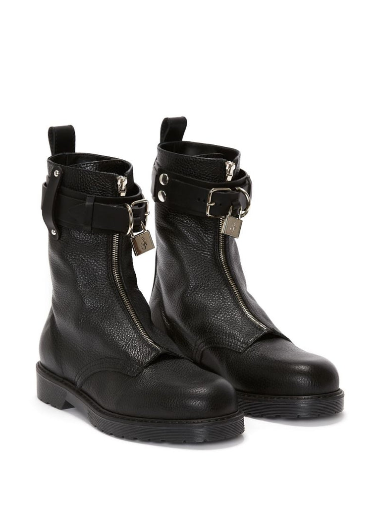 Black Padlock Combat Boots