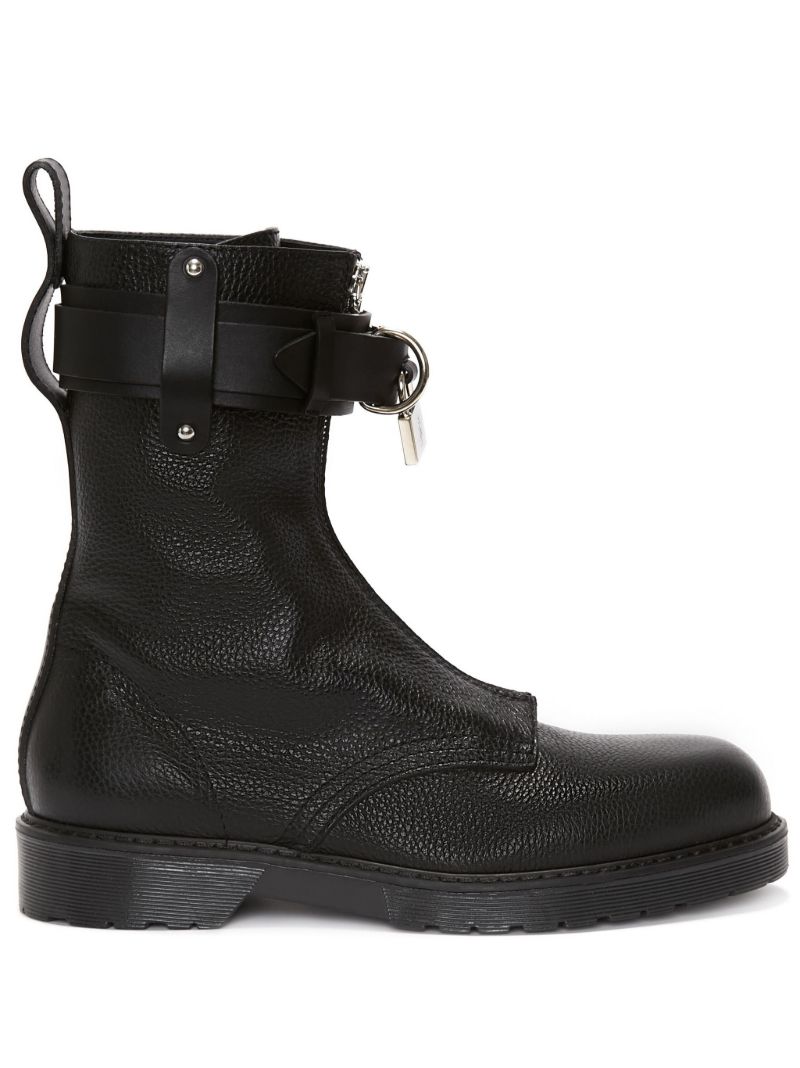 Black Padlock Combat Boots