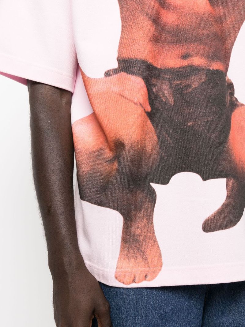 White Graphic-print Cotton Polo Shirt