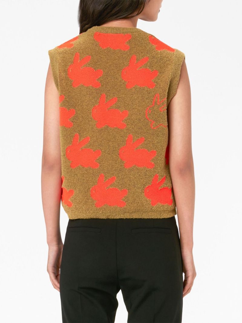 Brown Bunny Print Knitted Vest