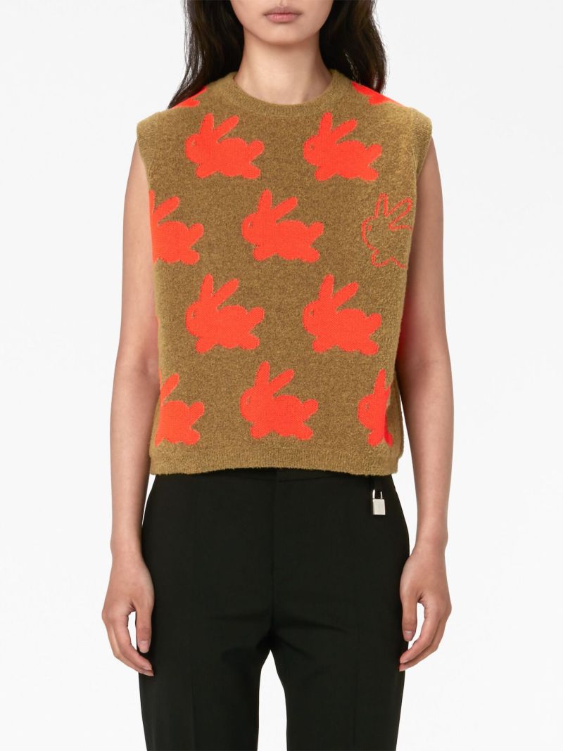 Brown Bunny Print Knitted Vest
