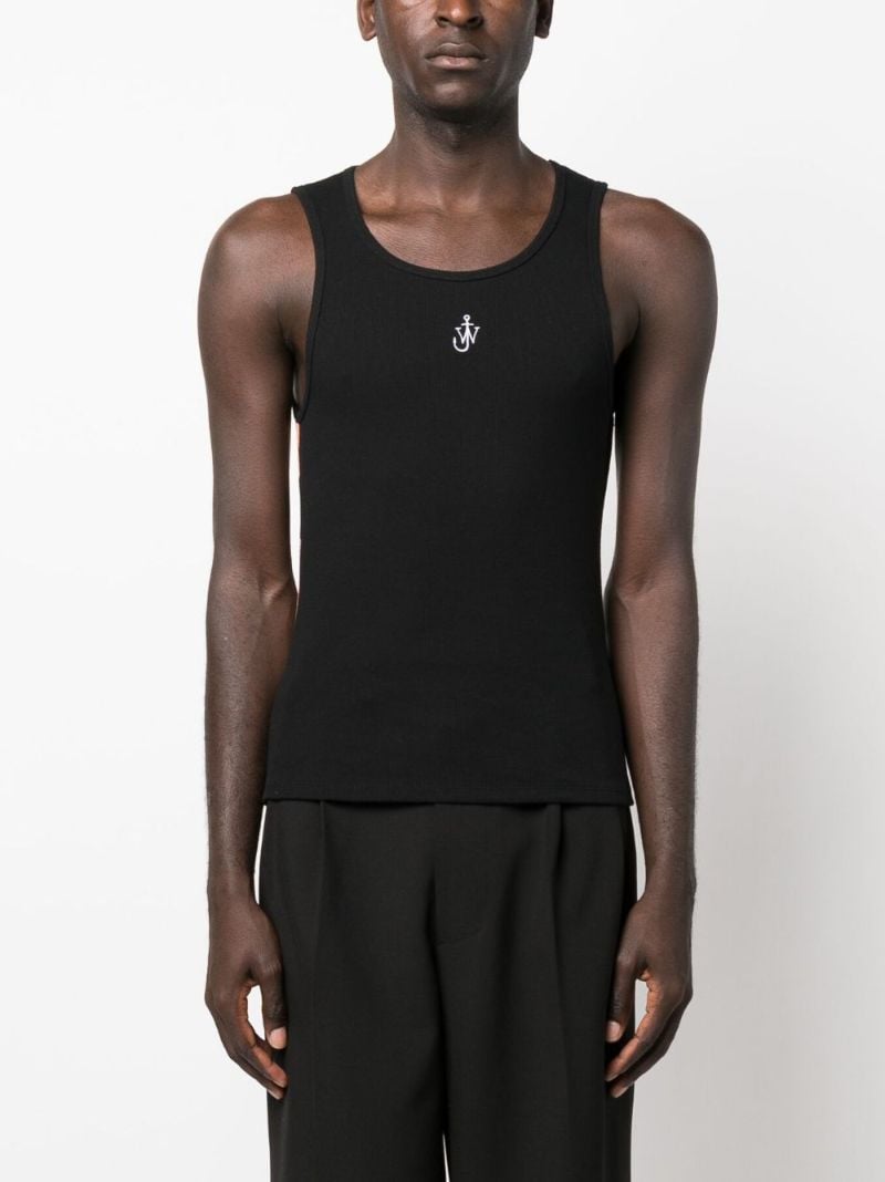 Black Logo-embroidered Tank Top