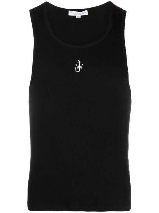 Black Logo-embroidered Tank Top