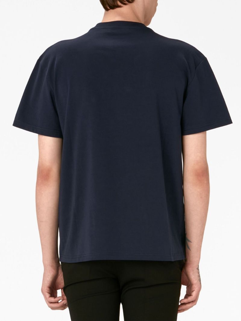 Blue Embroidered Cotton T-shirt