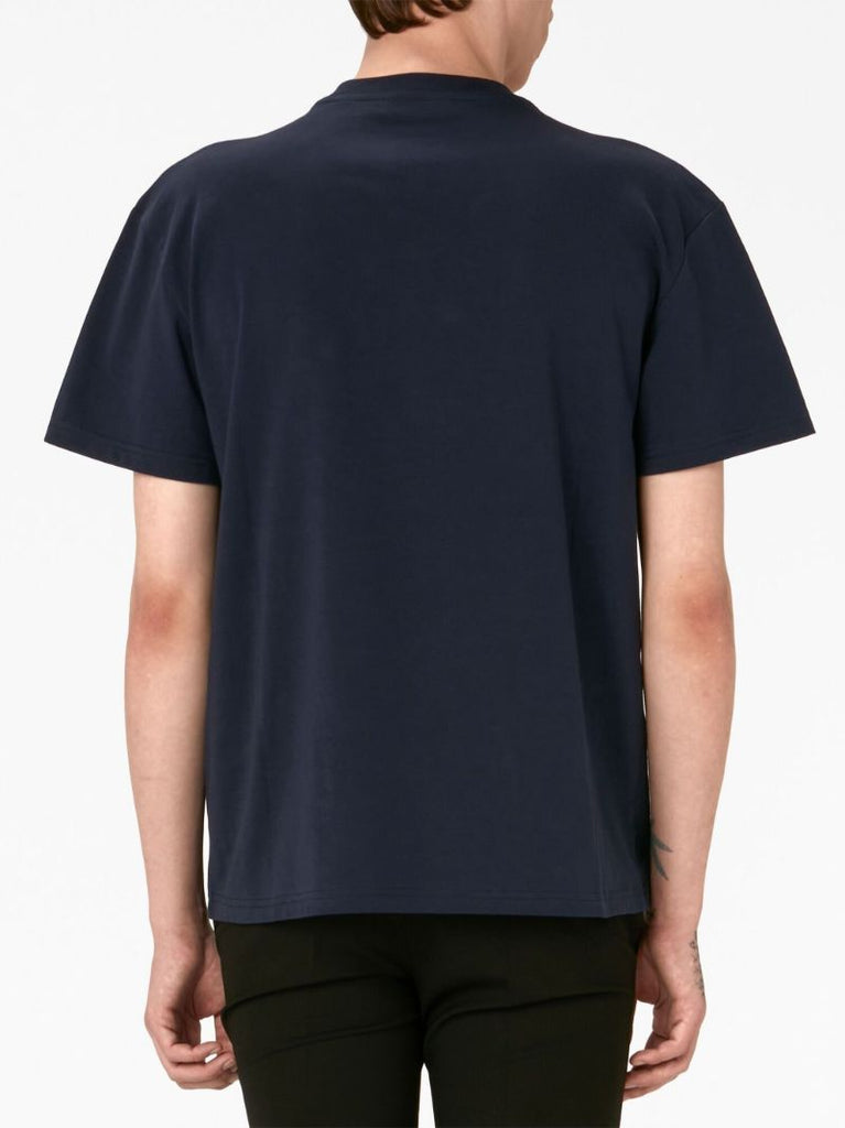 Blue Embroidered Cotton T-shirt