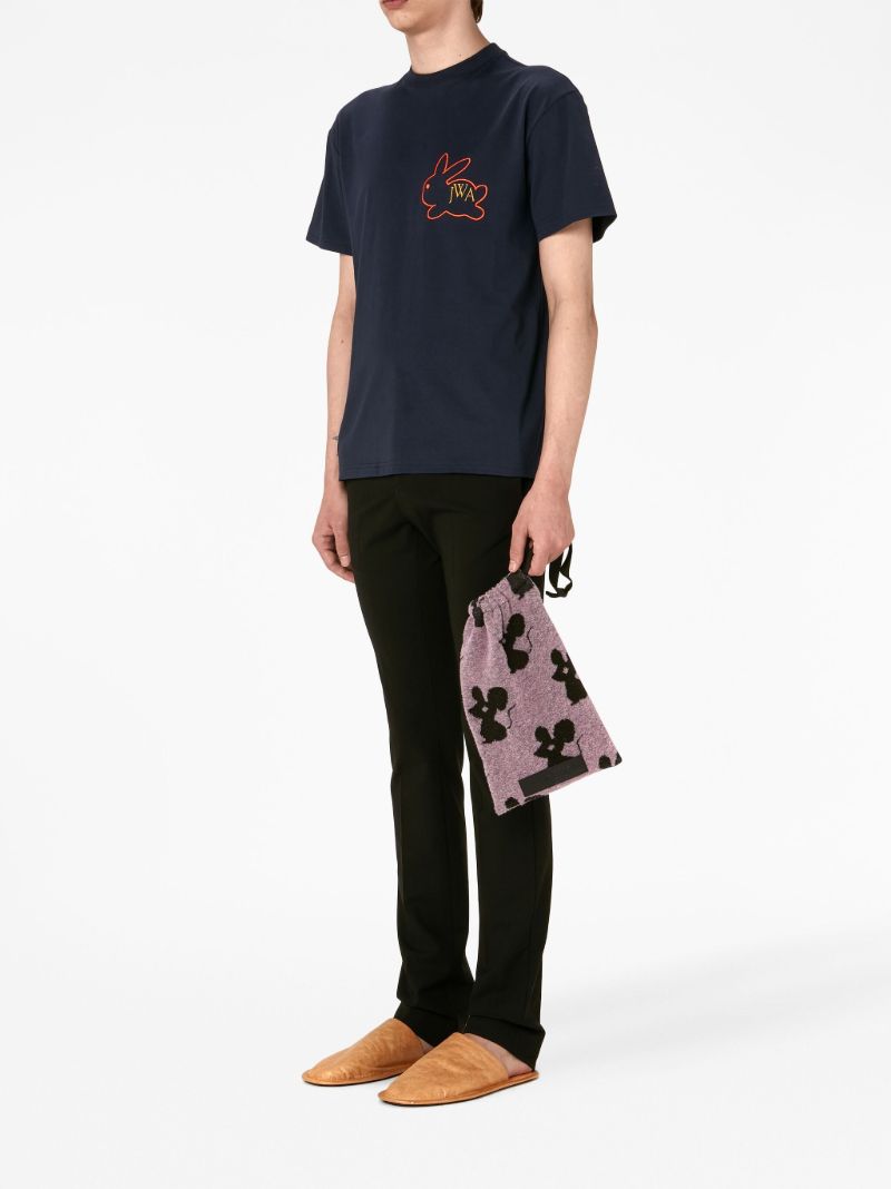 Blue Embroidered Cotton T-shirt