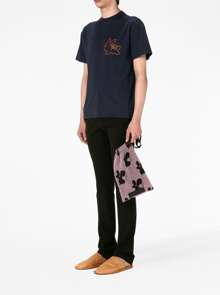 Blue Embroidered Cotton T-shirt