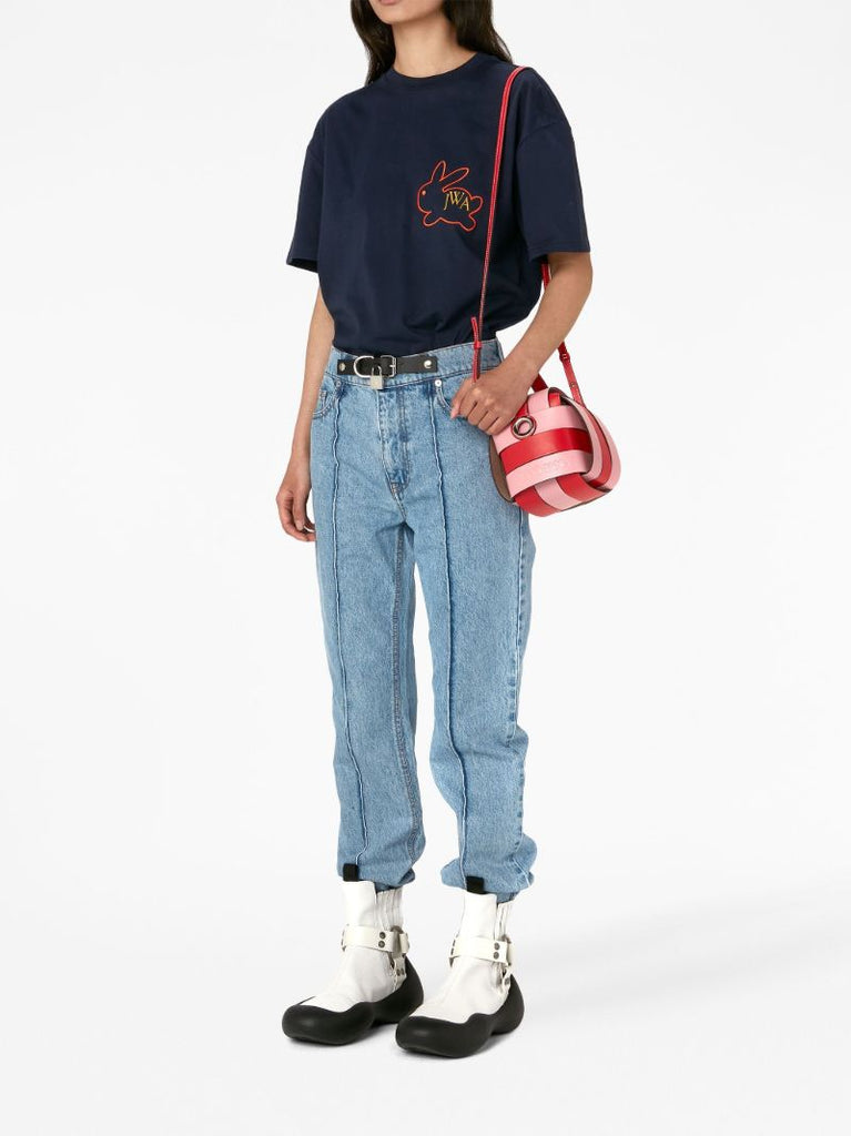 Blue Embroidered Cotton T-shirt
