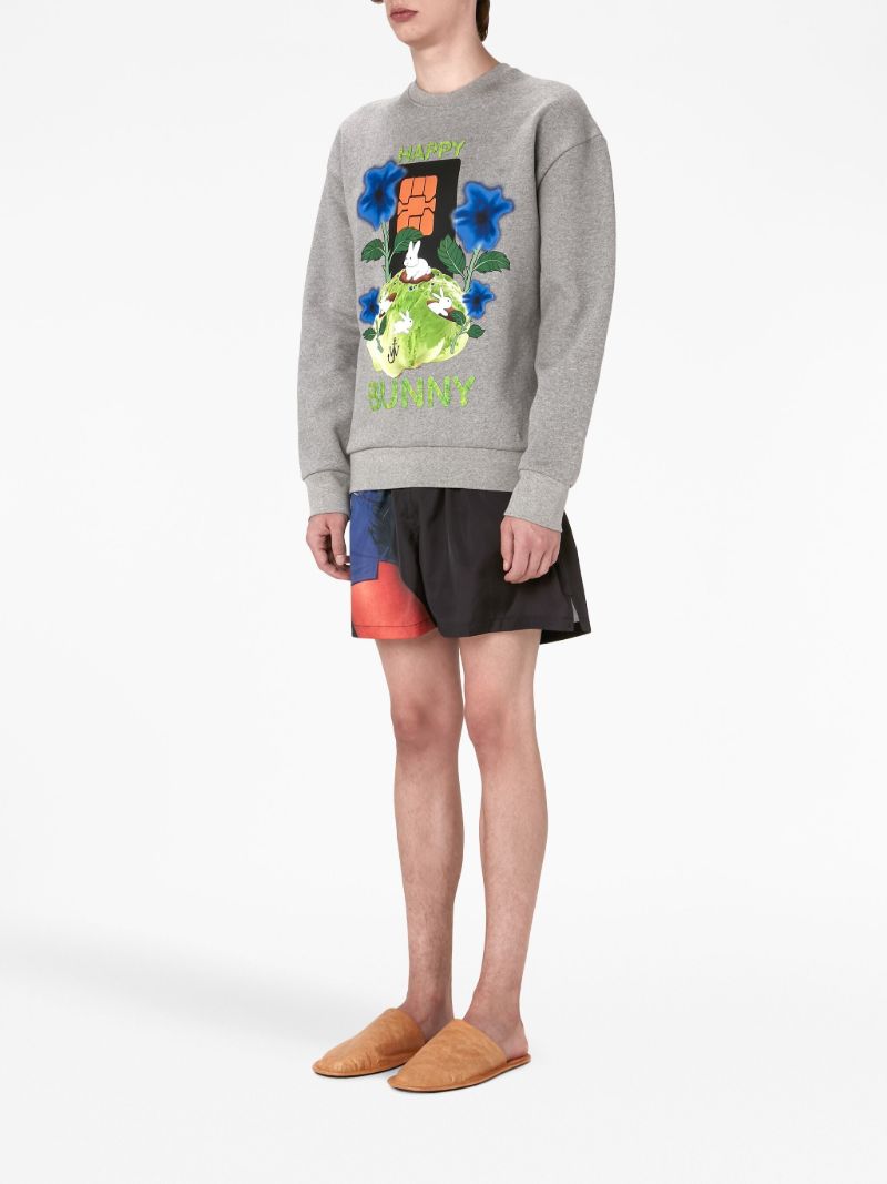 Grey Graphic Print Cotton Sweatshirt