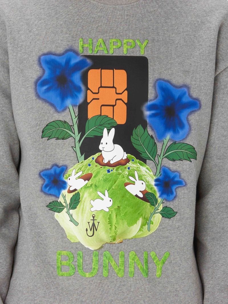 Grey Graphic Print Cotton Sweatshirt