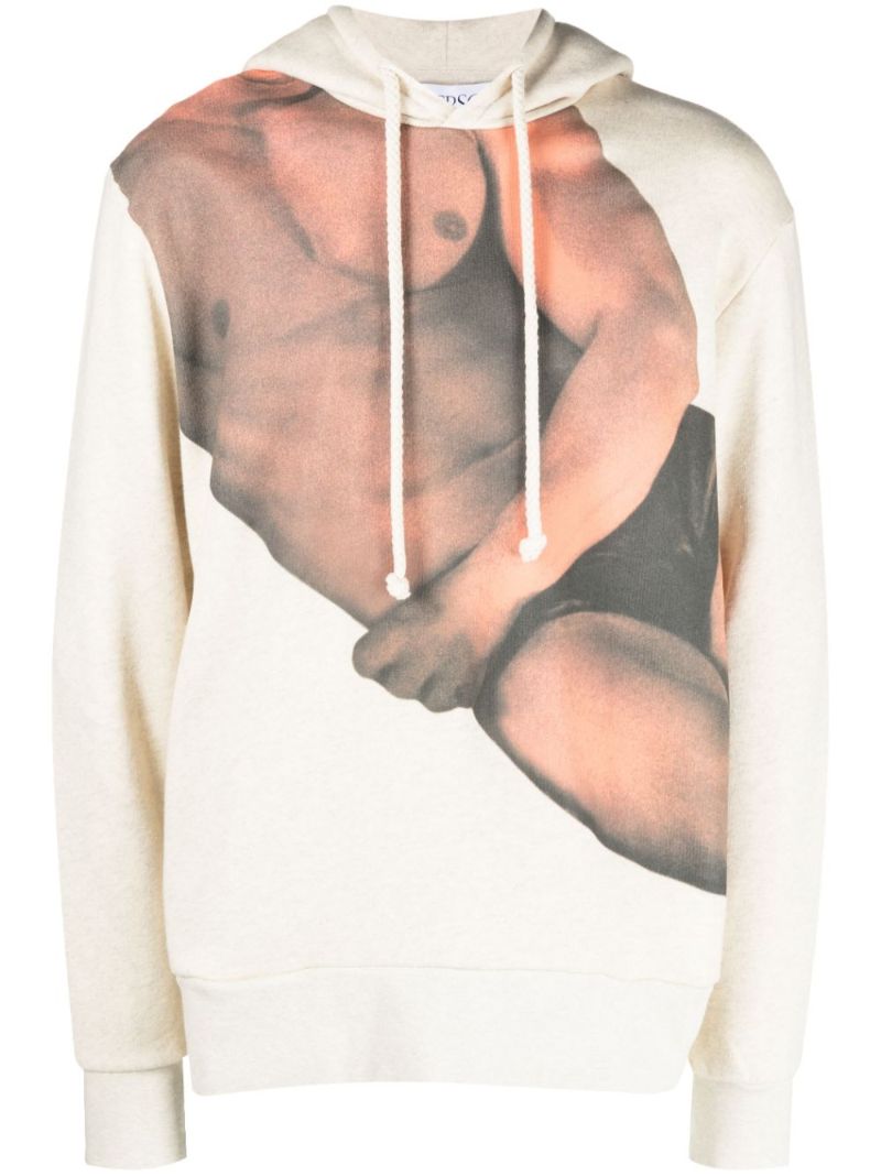 Neutral Graphic-print Cotton Hoodie