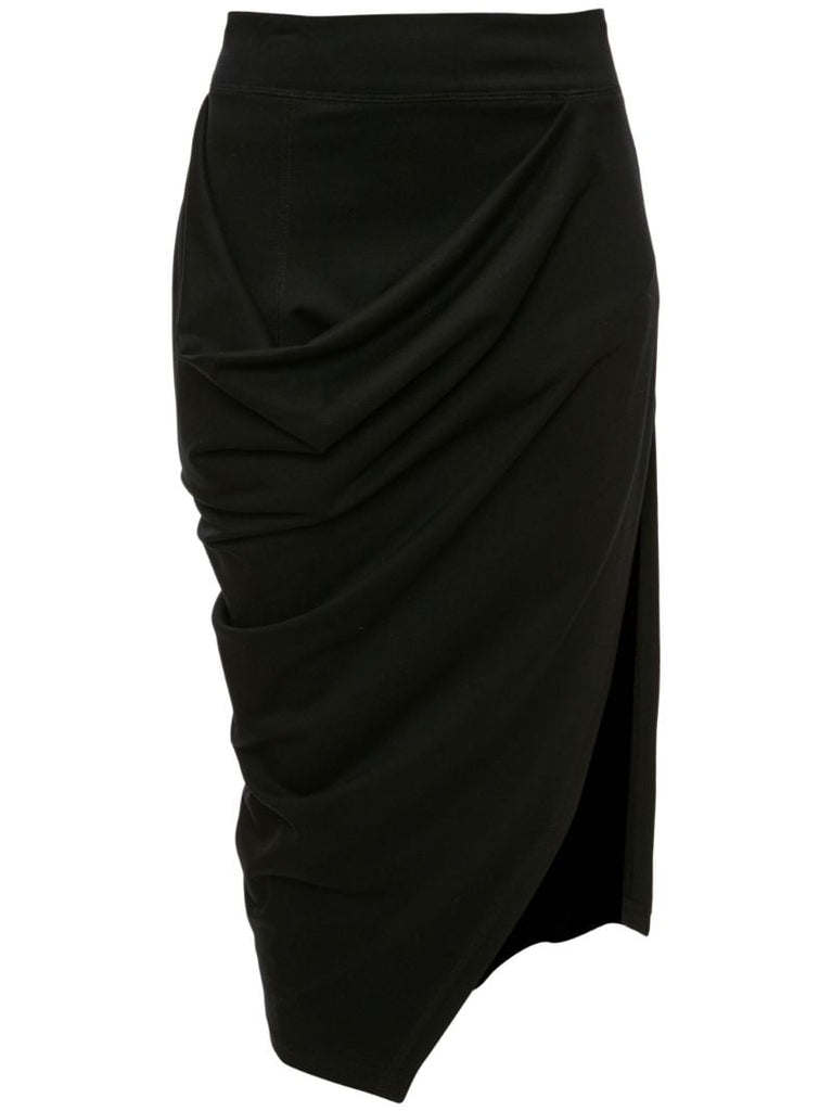 Black Asymmetric Draped Skirt