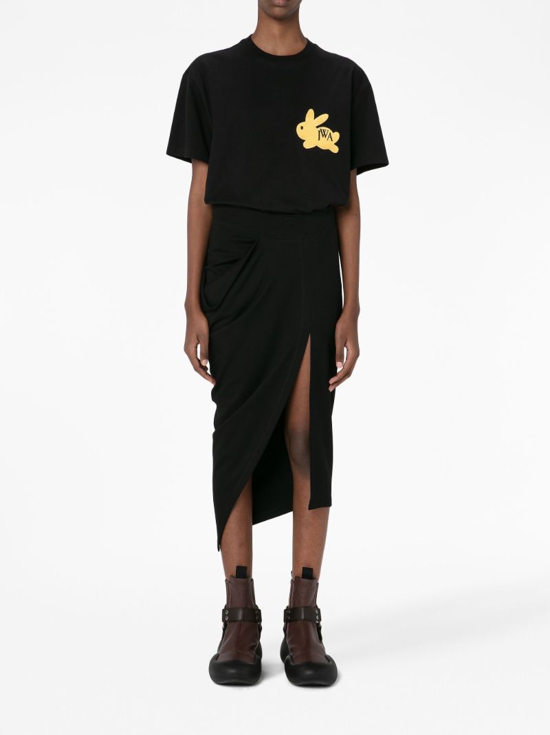 Black Asymmetric Draped Skirt