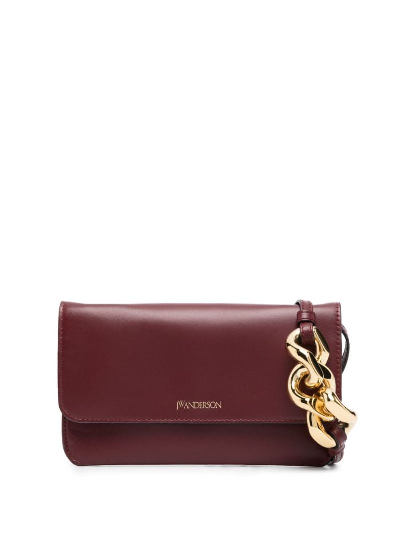Red Chain-detail Leather Cross Body Bag