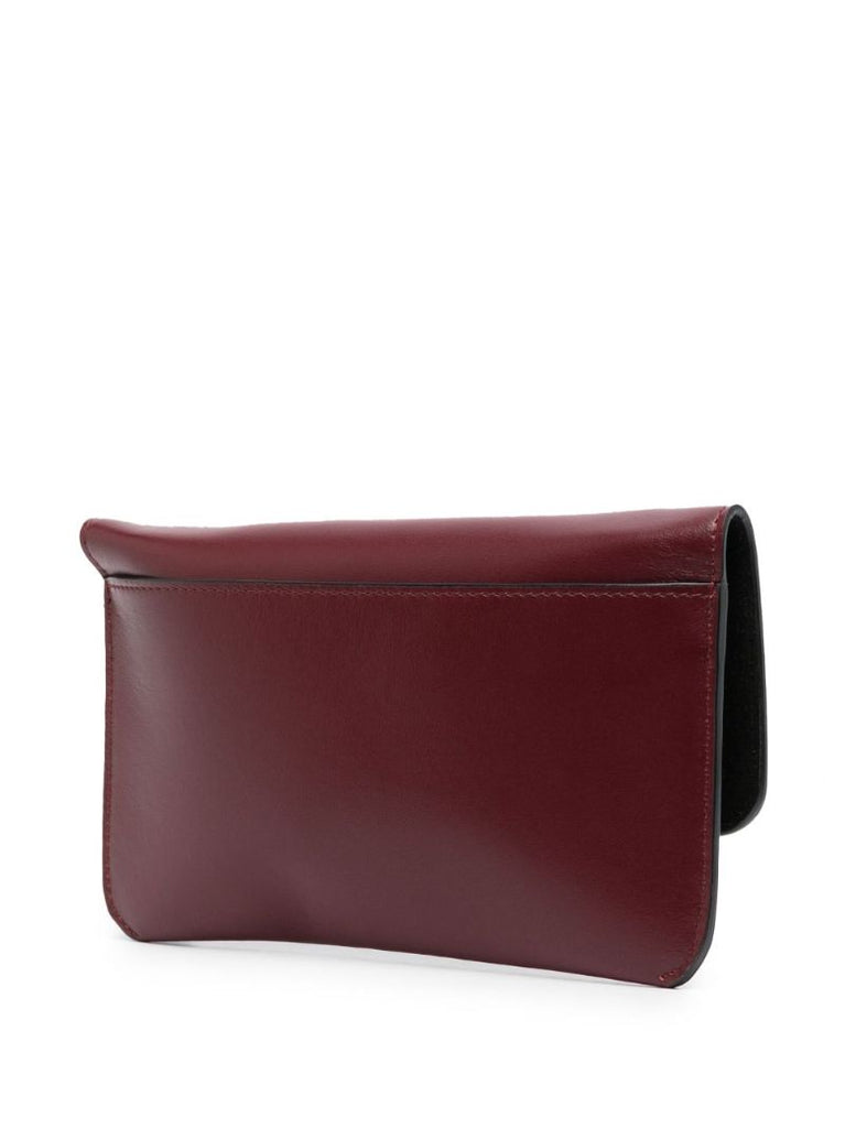Red Chain-detail Leather Cross Body Bag