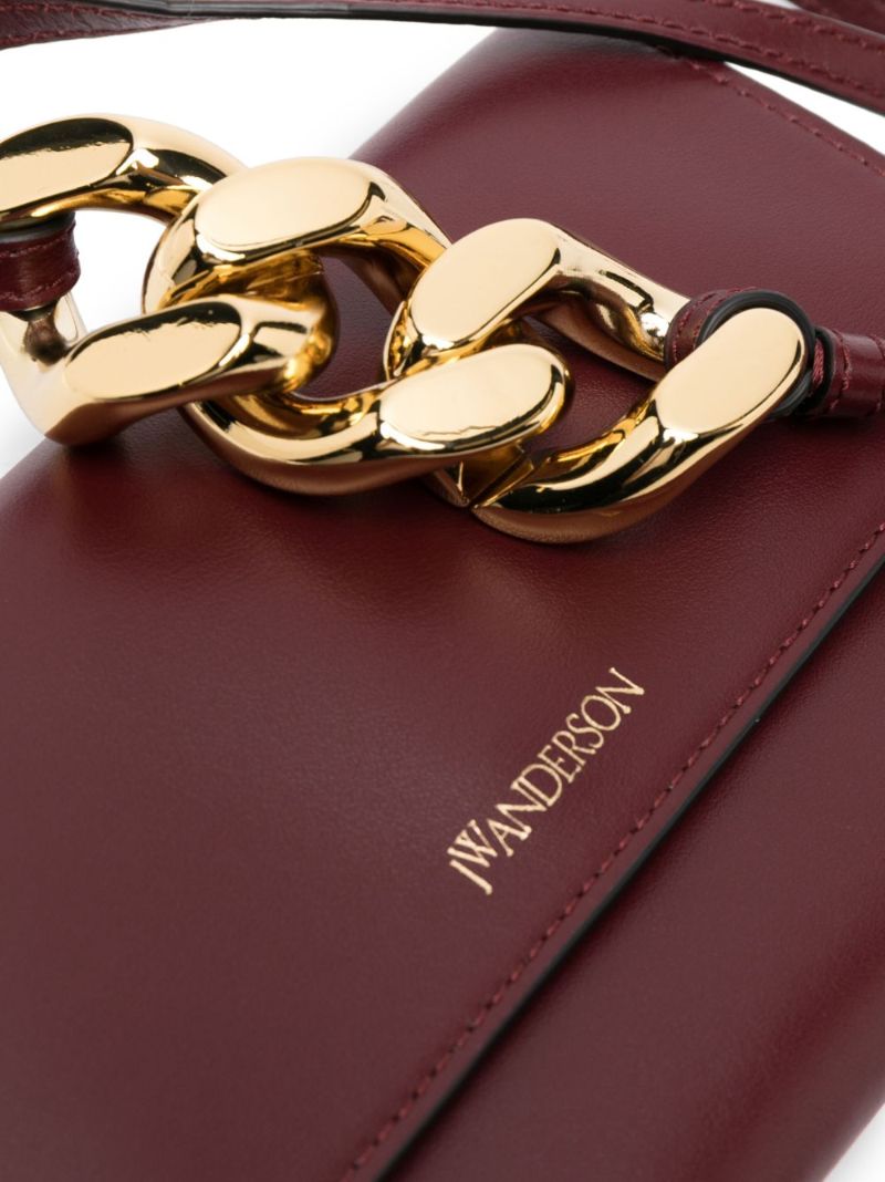 Red Chain-detail Leather Cross Body Bag