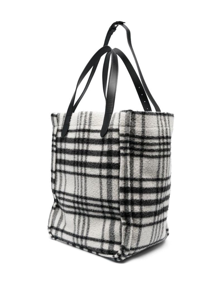 Black Belt Oversized Check Tote Bag