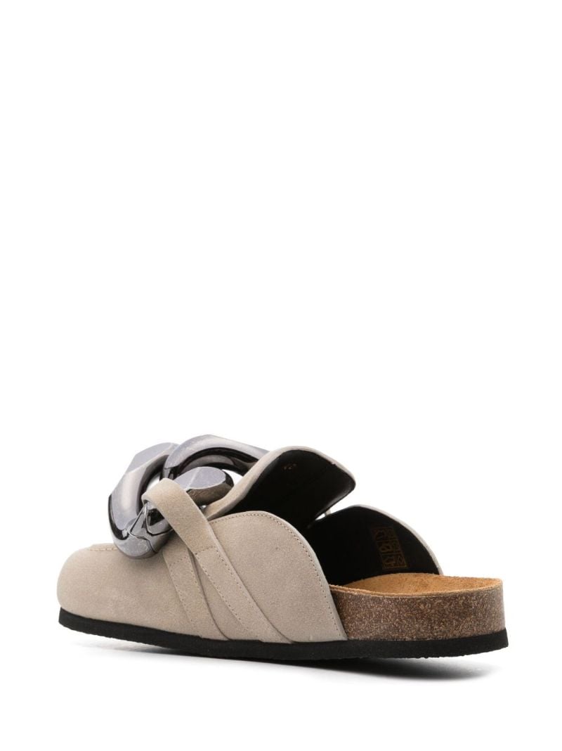 Neutral Chain-link Leather Flat Mules