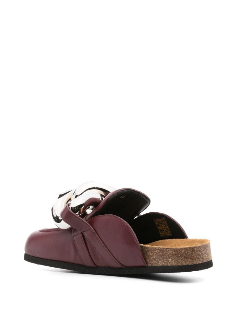 Red Chain-link Leather Flat Mules