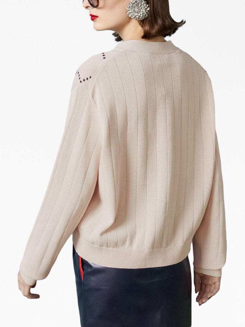 Neutral Gg Intarsia Cardigan