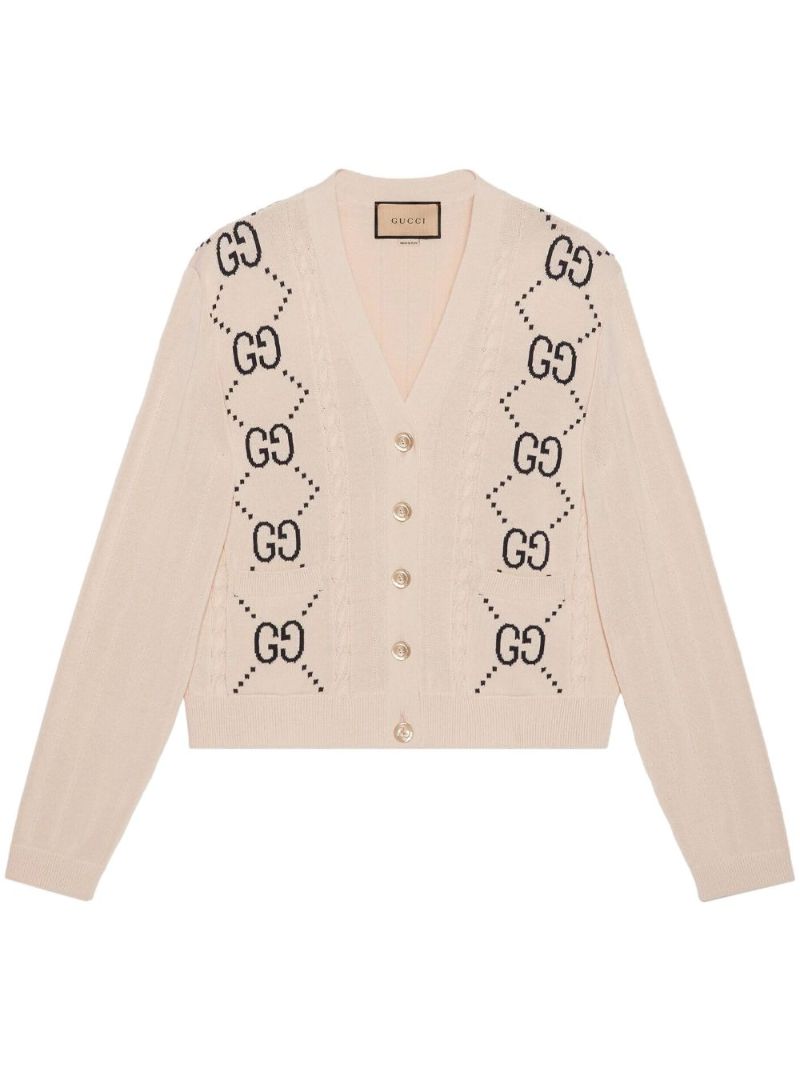 Neutral Gg Intarsia Cardigan