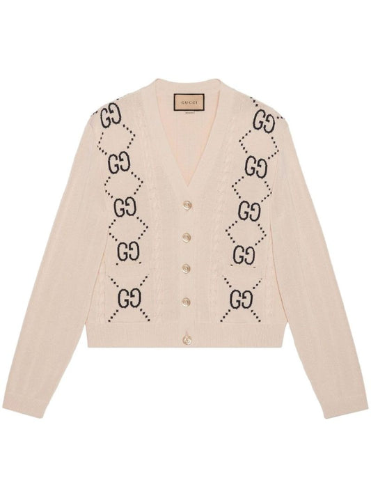 Neutral Gg Intarsia Cardigan