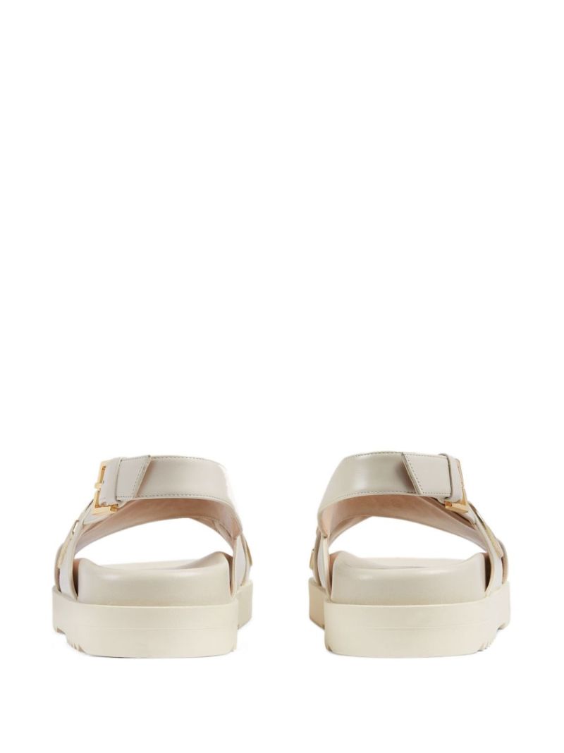 White Logo Slingback Leather Sandals