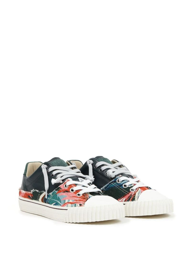 Blue Panelled Lace-up Sneakers
