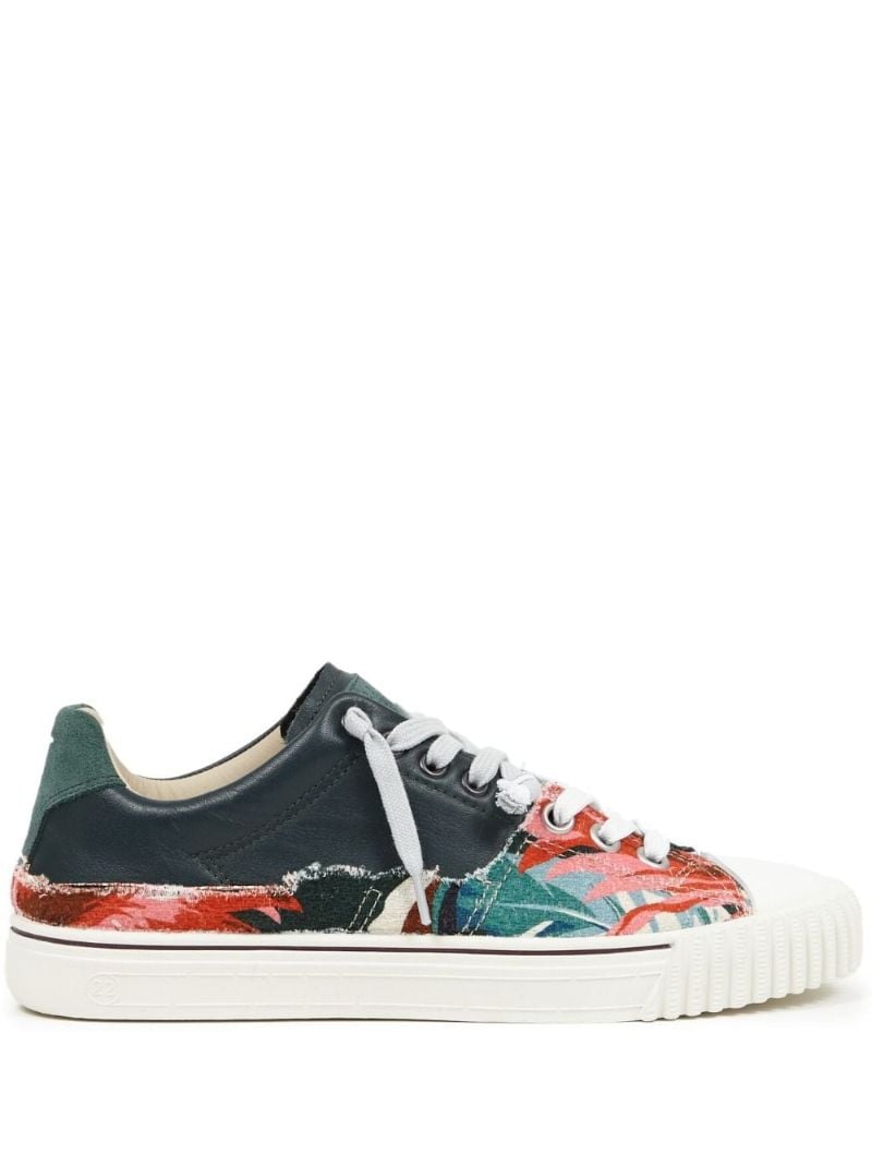Blue Panelled Lace-up Sneakers